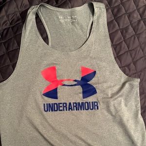 Under armour racer back tank top grey like new.